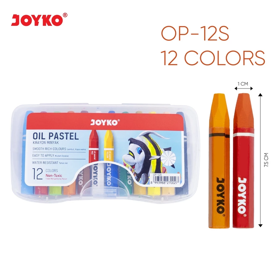 Crayon Krayon Minyak Oil Pastel Joyko 12Warna OP-12S