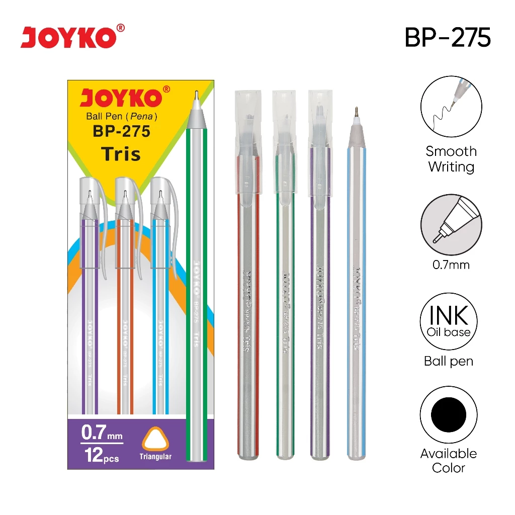 Ball Pen Pulpen Pena Joyko BP-275 Tris 1 BOX 12 PCS 0.7 mm
