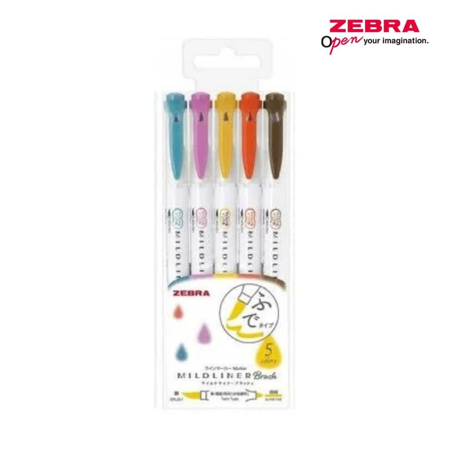 ZEBRA Mildliner Brush Highlighter 5 PCS Set RC5